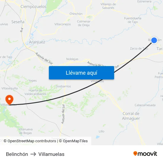 Belinchón to Villamuelas map
