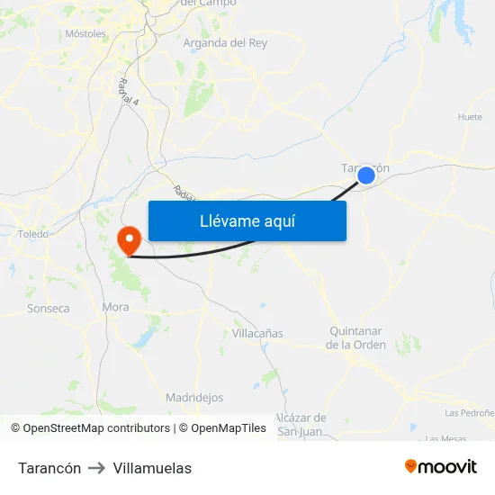 Tarancón to Villamuelas map