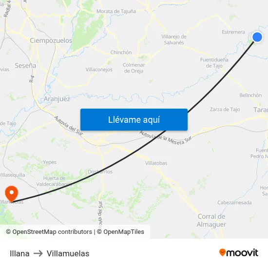 Illana to Villamuelas map