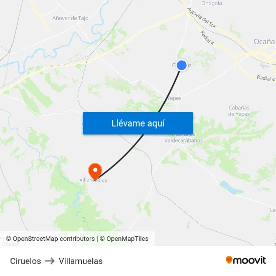 Ciruelos to Villamuelas map