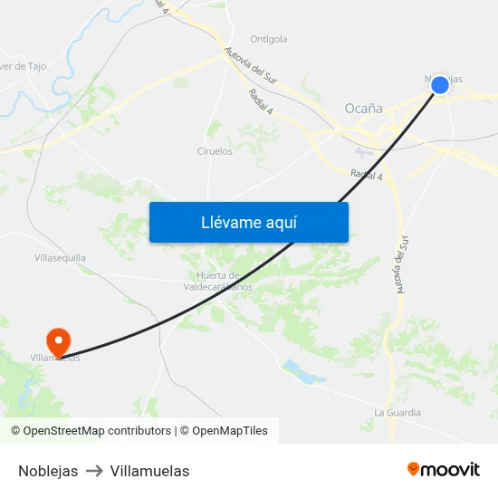 Noblejas to Villamuelas map