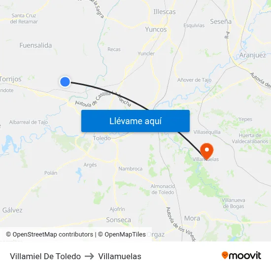 Villamiel De Toledo to Villamuelas map