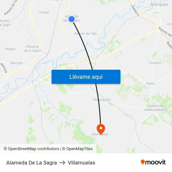Alameda De La Sagra to Villamuelas map