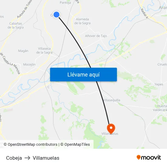 Cobeja to Villamuelas map