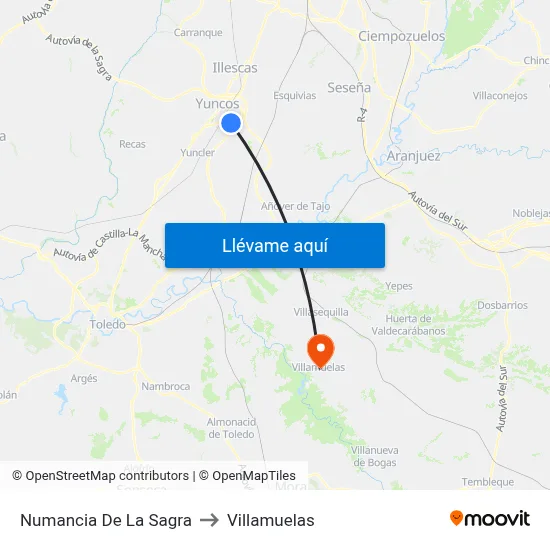 Numancia De La Sagra to Villamuelas map