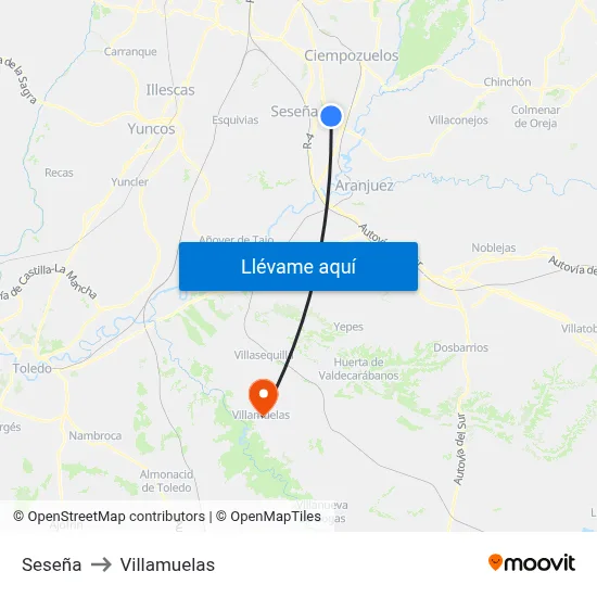 Seseña to Villamuelas map