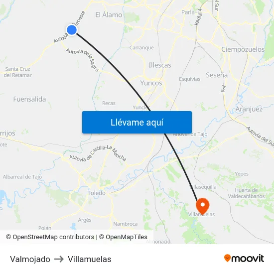Valmojado to Villamuelas map