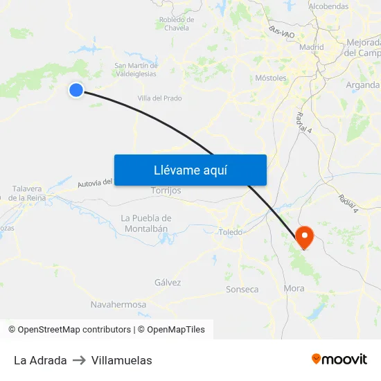 La Adrada to Villamuelas map