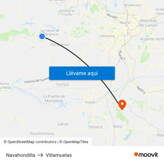 Navahondilla to Villamuelas map