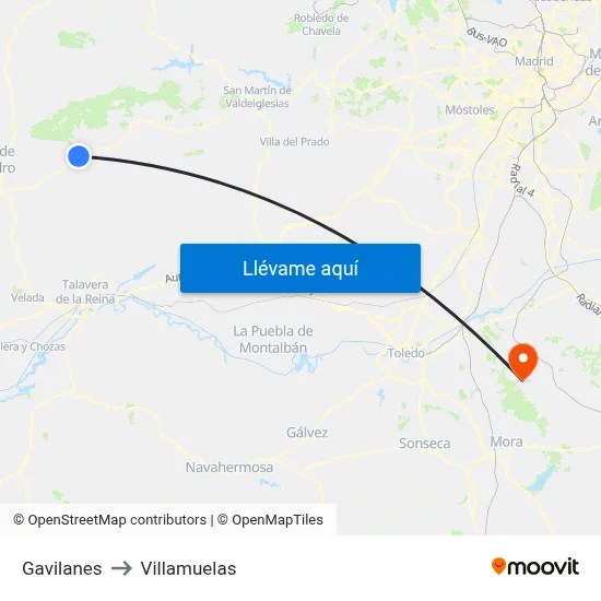 Gavilanes to Villamuelas map