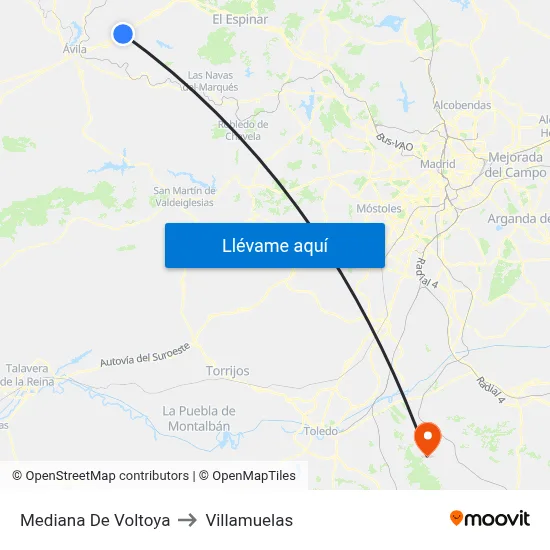 Mediana De Voltoya to Villamuelas map