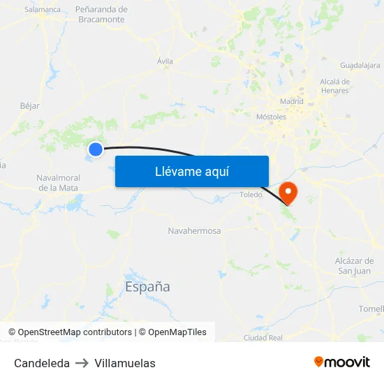 Candeleda to Villamuelas map