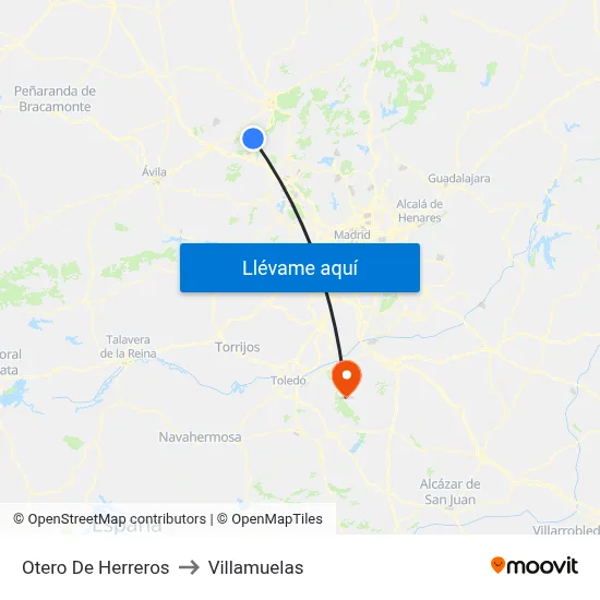 Otero De Herreros to Villamuelas map
