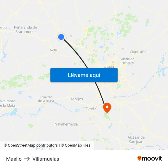 Maello to Villamuelas map