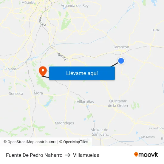Fuente De Pedro Naharro to Villamuelas map
