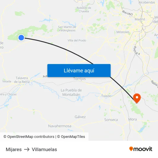 Mijares to Villamuelas map