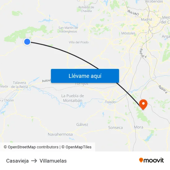 Casavieja to Villamuelas map