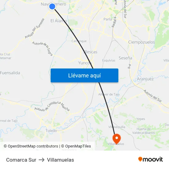 Comarca Sur to Villamuelas map