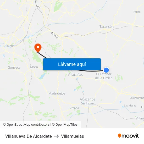 Villanueva De Alcardete to Villamuelas map