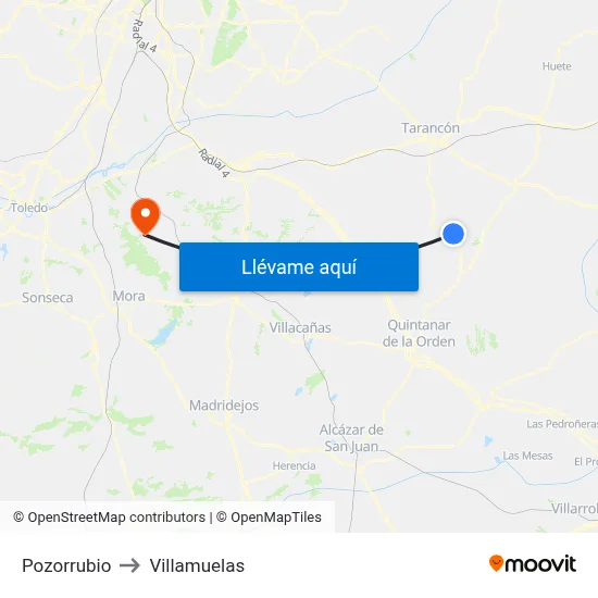 Pozorrubio to Villamuelas map
