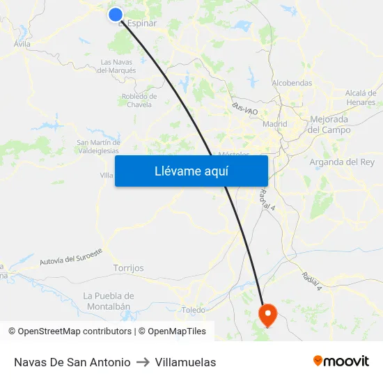 Navas De San Antonio to Villamuelas map