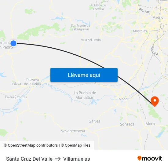 Santa Cruz Del Valle to Villamuelas map