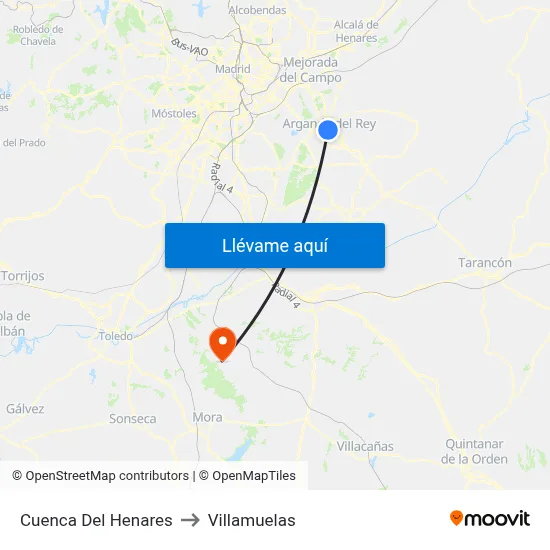 Cuenca Del Henares to Villamuelas map