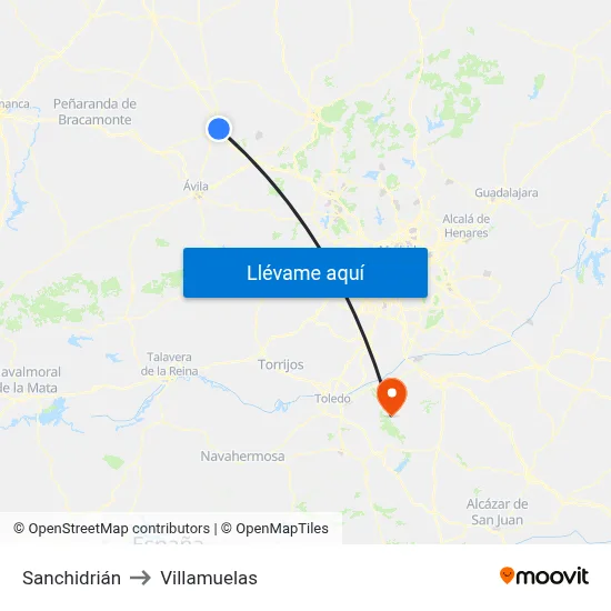 Sanchidrián to Villamuelas map