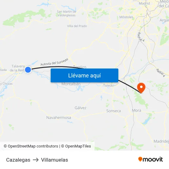 Cazalegas to Villamuelas map