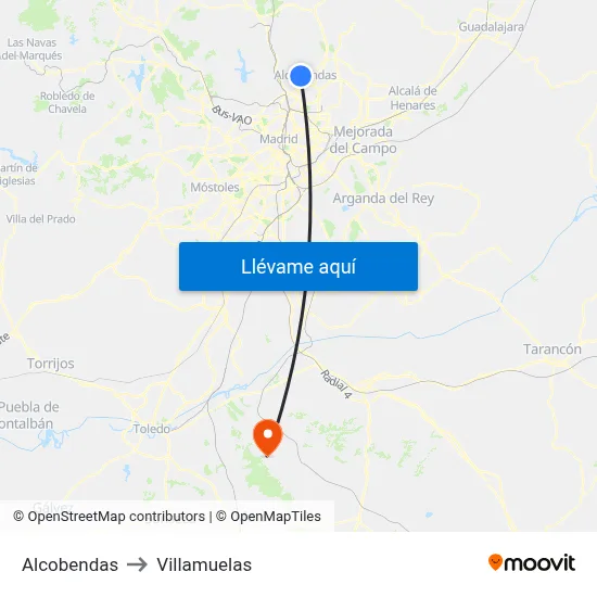 Alcobendas to Villamuelas map