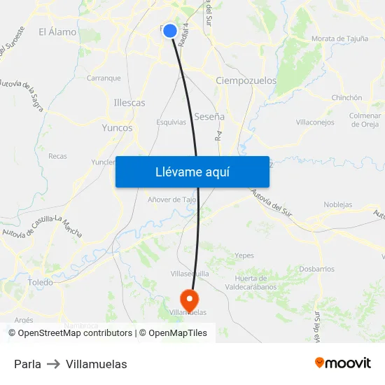 Parla to Villamuelas map