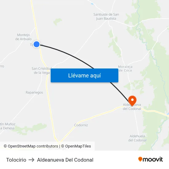 Tolocirio to Aldeanueva Del Codonal map