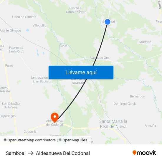 Samboal to Aldeanueva Del Codonal map