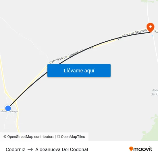Codorniz to Aldeanueva Del Codonal map