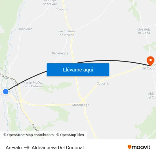 Arévalo to Aldeanueva Del Codonal map