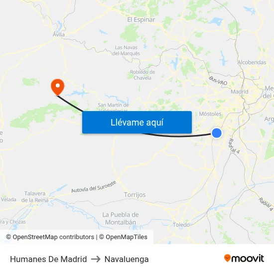 Humanes De Madrid to Navaluenga map
