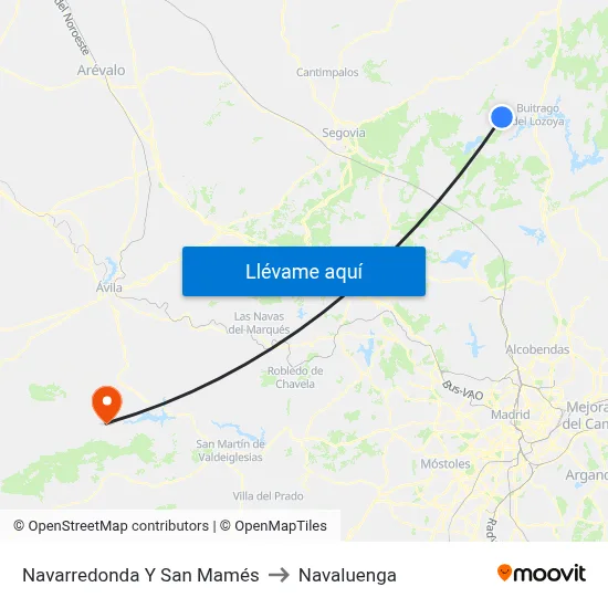 Navarredonda Y San Mamés to Navaluenga map