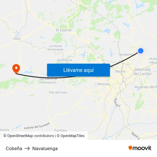 Cobeña to Navaluenga map