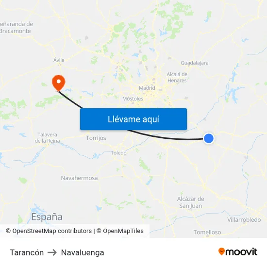 Tarancón to Navaluenga map