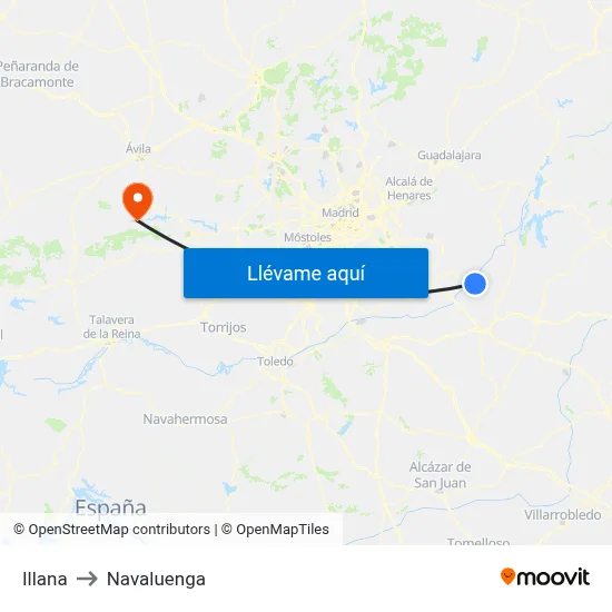 Illana to Navaluenga map