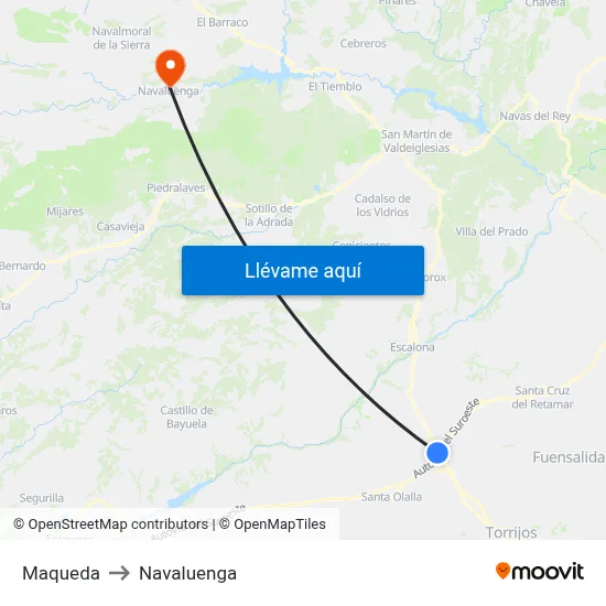 Maqueda to Navaluenga map