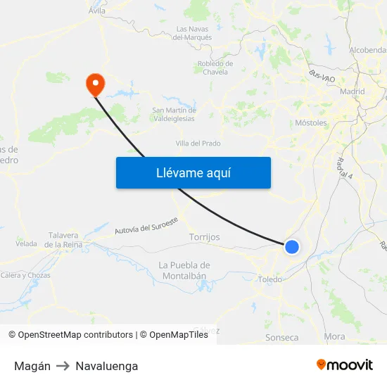 Magán to Navaluenga map