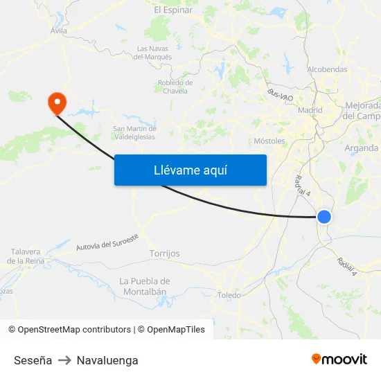 Seseña to Navaluenga map