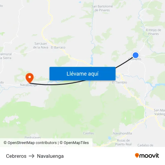 Cebreros to Navaluenga map