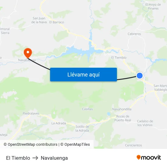 El Tiemblo to Navaluenga map