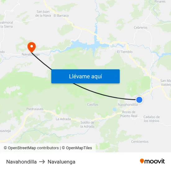 Navahondilla to Navaluenga map