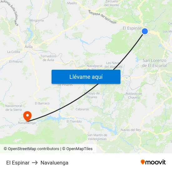 El Espinar to Navaluenga map