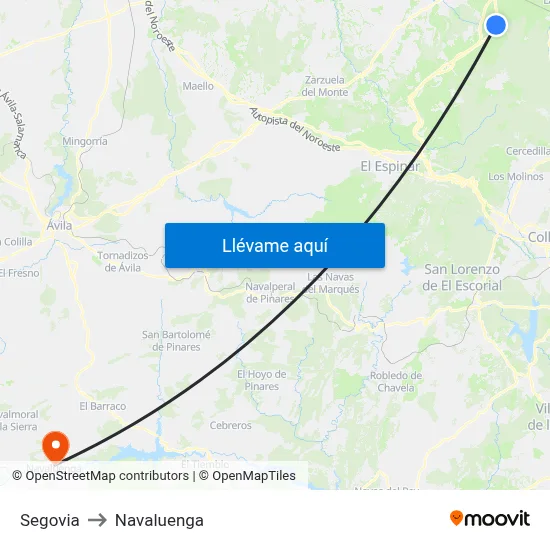 Segovia to Navaluenga map