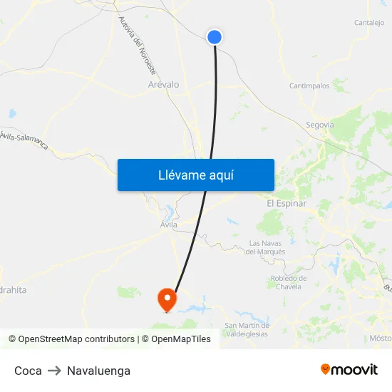 Coca to Navaluenga map