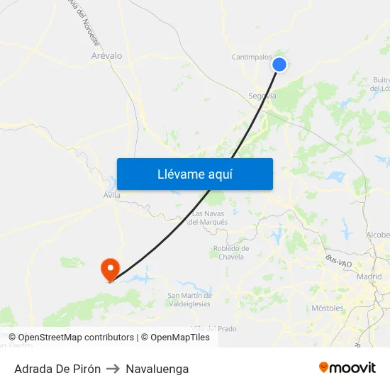 Adrada De Pirón to Navaluenga map